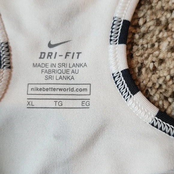 Nike | Black White Stripped Sports Bra w/ Pink Swoosh & Racerback - Picture 3 of 8